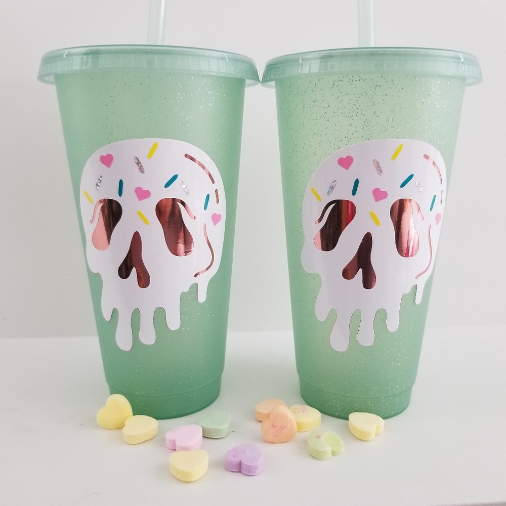 Glitter, Color Changing Skull 25oz. Tumbler, Valentine's Cup